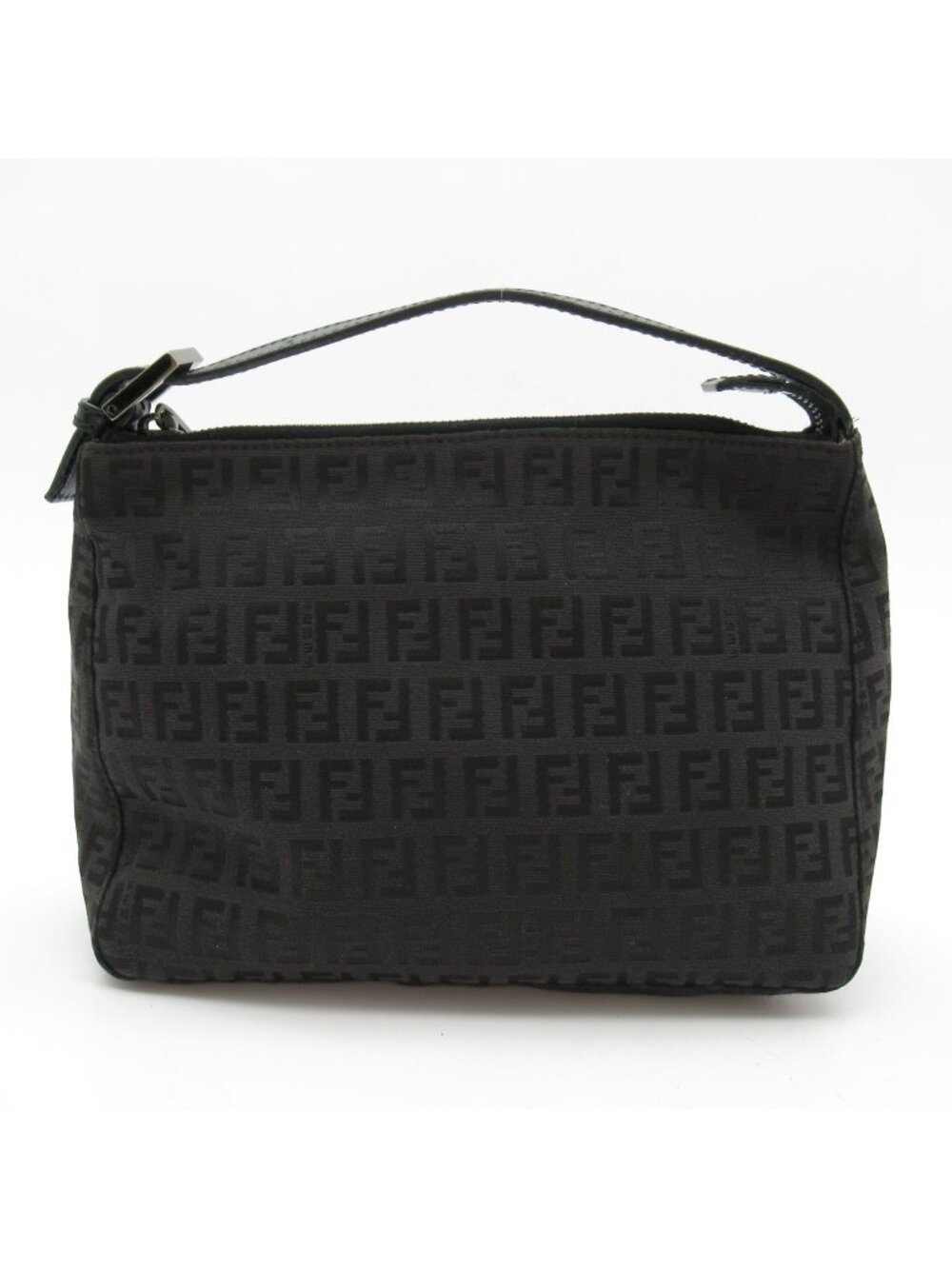 Fendi Zucchino Handbag Canvas Leather Black